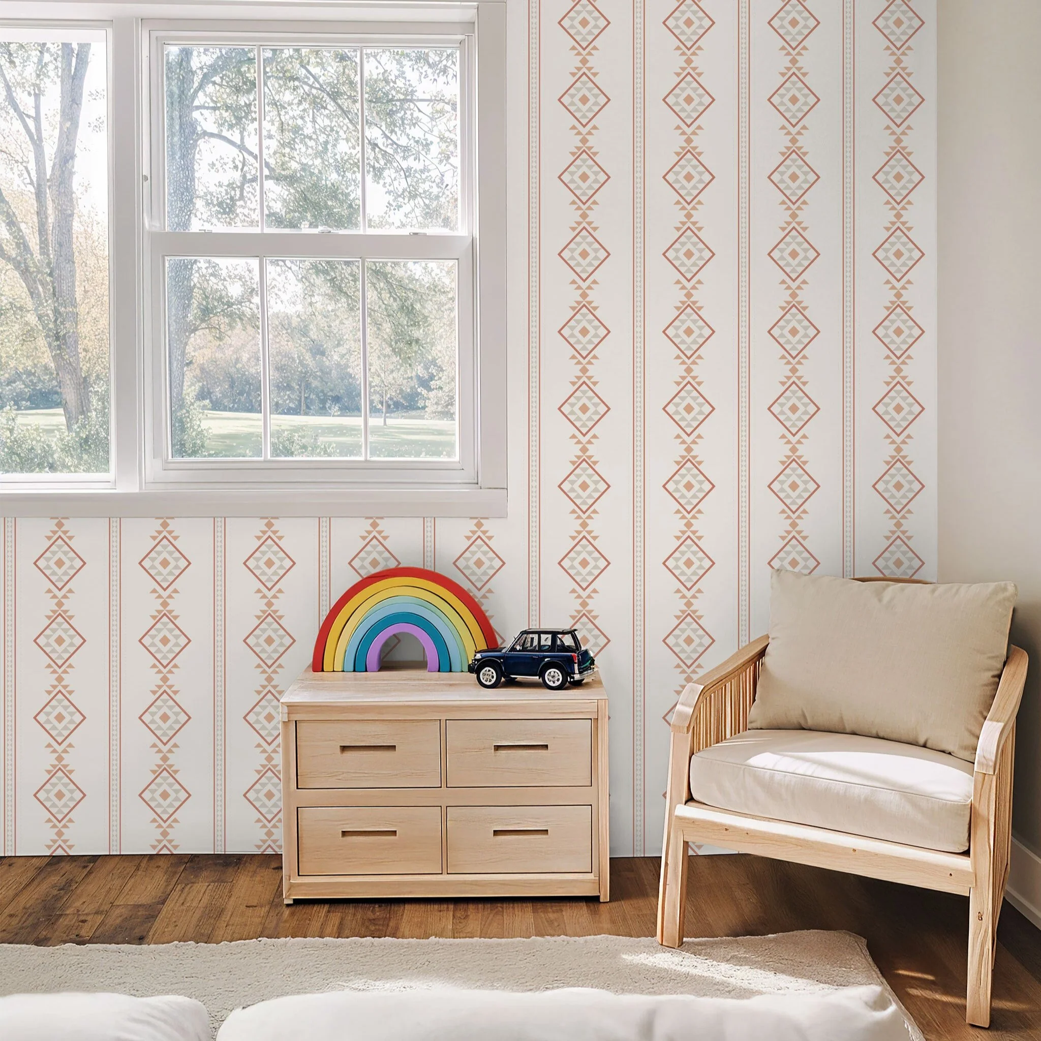 Baize Willow Medium (Orange & Cream) Wallpaper - Image 5