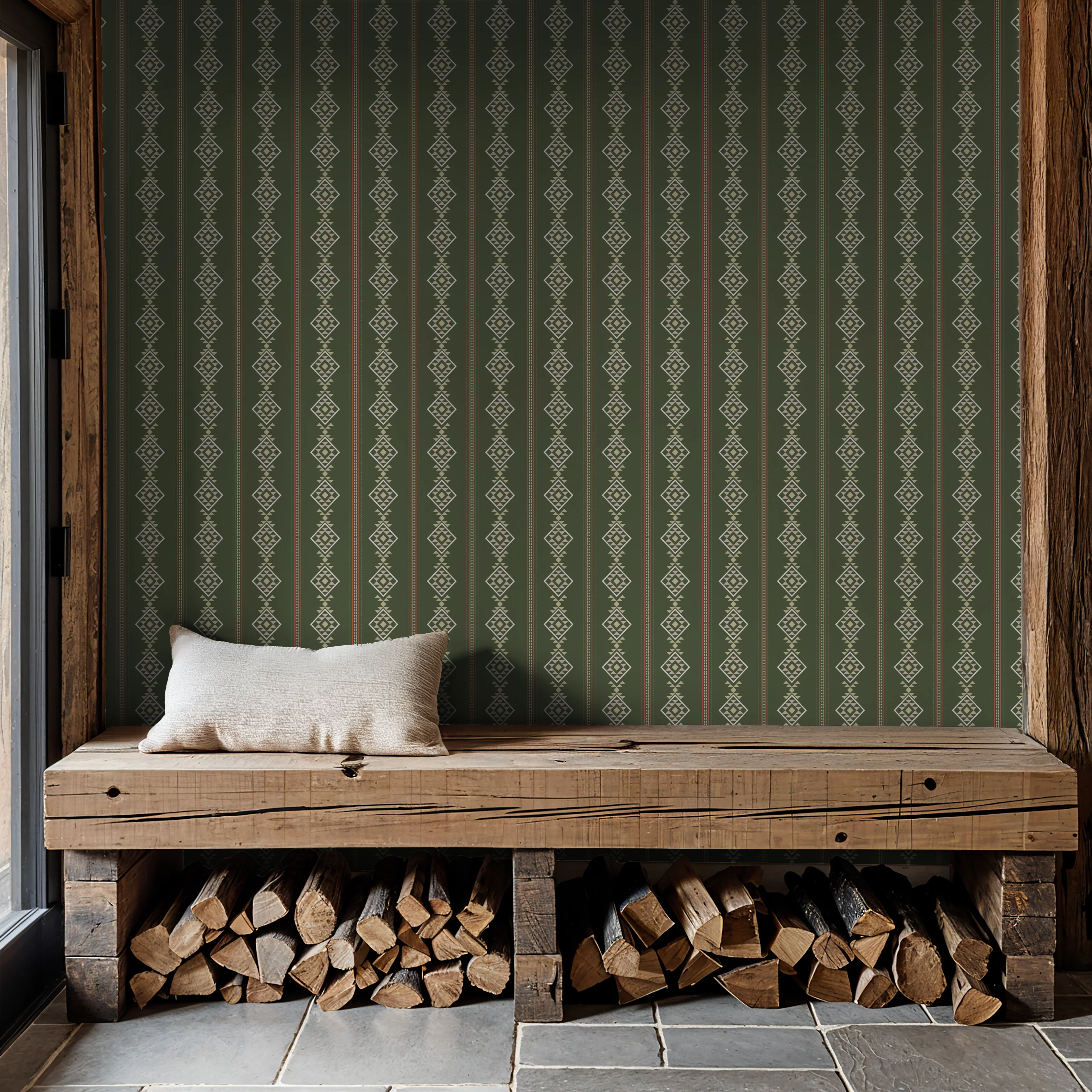 Baize Willow Small (Green) Wallpaper - Image 3