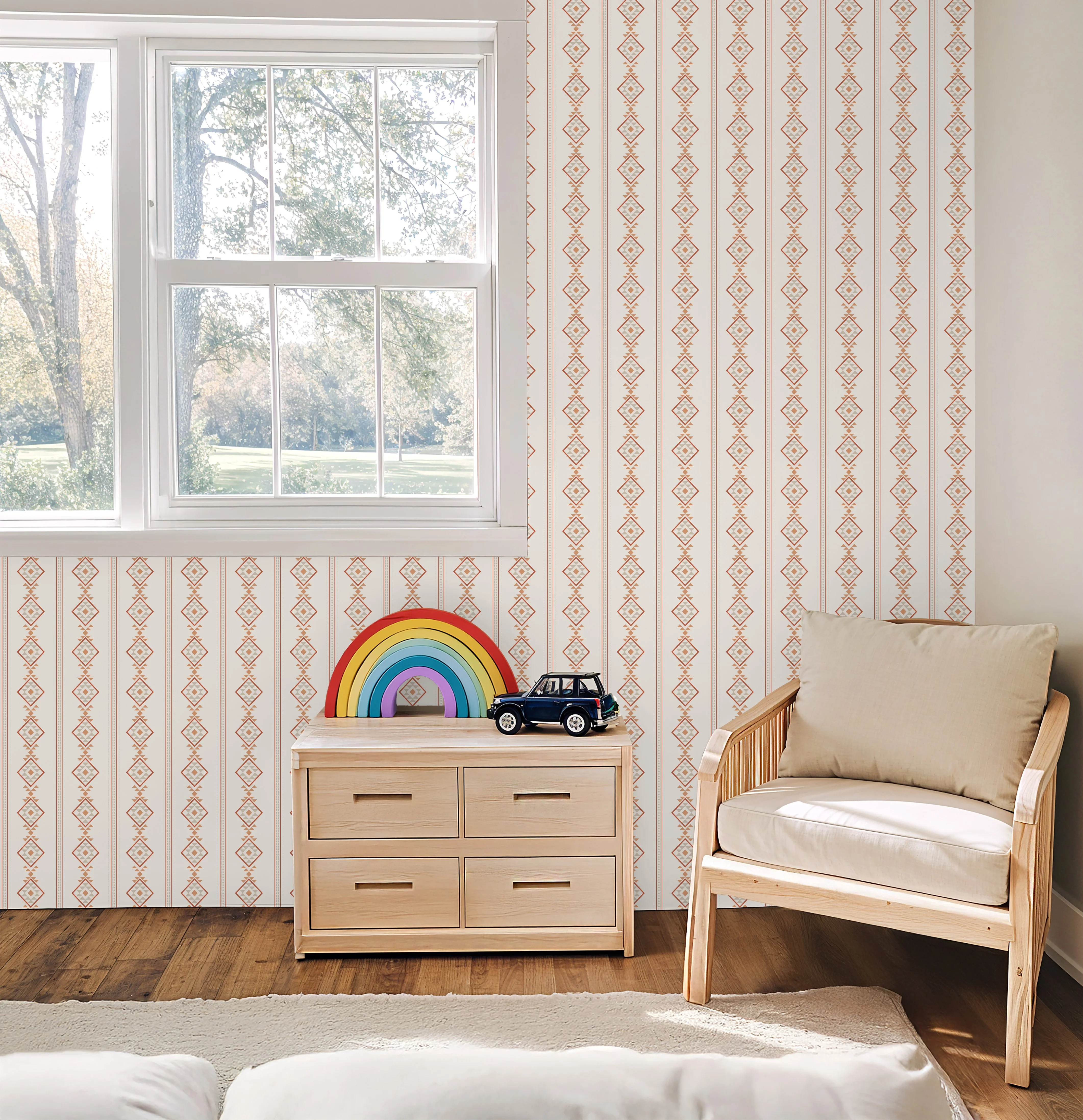 Baize Willow Small (Orange & Cream) Wallpaper - Image 5