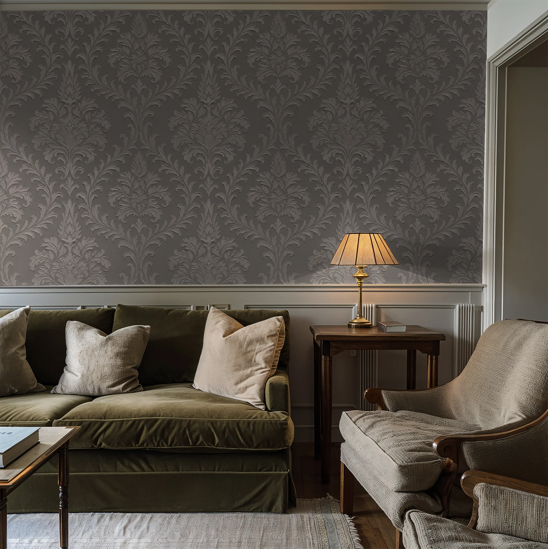 Daphne Brocade (Taupe) Wallpaper - Image 2