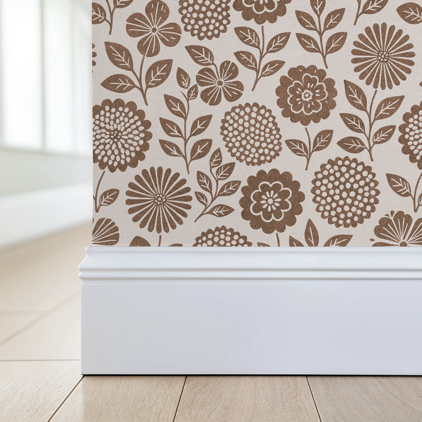 Folkflower (Brown) Wallpaper - Image 5