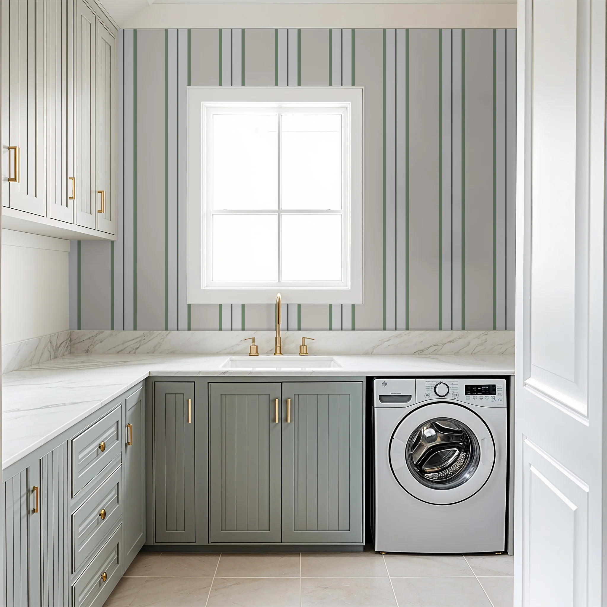 Montclair Stripes (Green) Wallpaper - Image 5