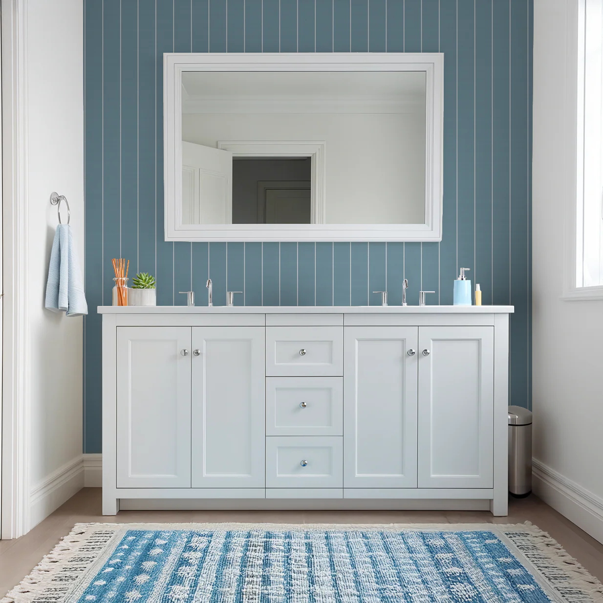 Pinstripe Dot (Blue) Wallpaper - Image 5