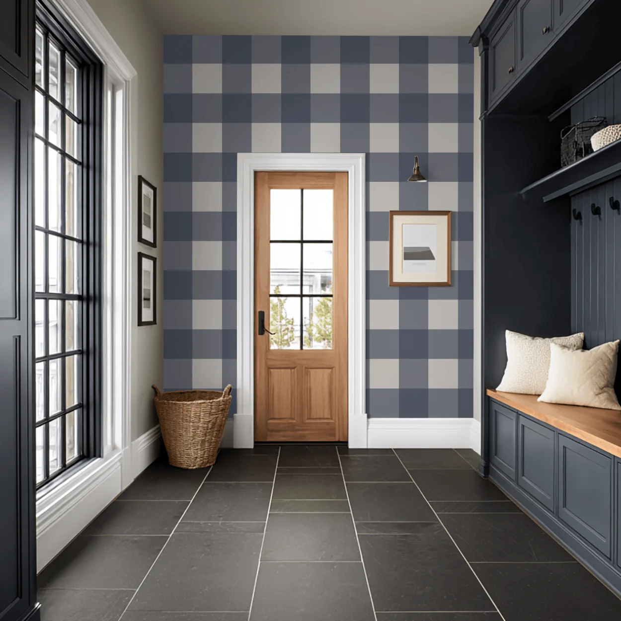 Simply Gingham Large (Navy) Wallpaper - Image 3